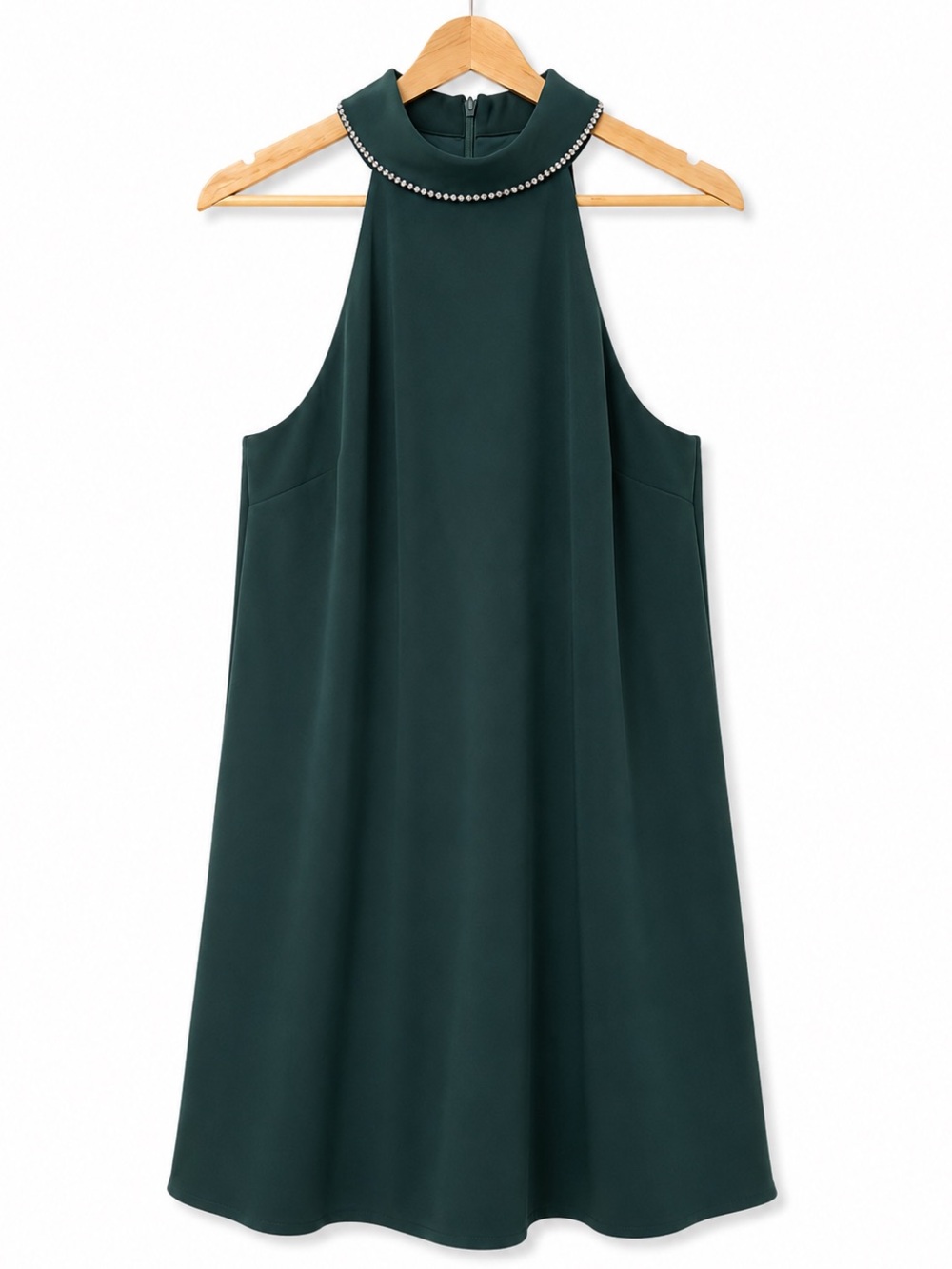 Trina Turk Emerald Green Rhinestone Halter A-Line Dress Size 10